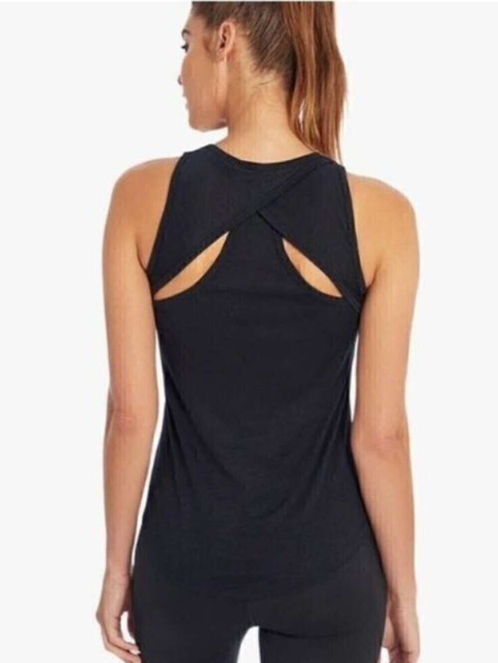 Balance Collection Black Criss Cross Surplice Racerback Yoga Tank Top Size Small